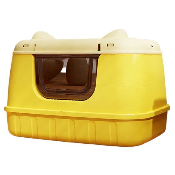 Btidfty Large Cat Litter Box Enclosed Cat Toilet W/ Lid for Big & Multiple Cats (Yellow)