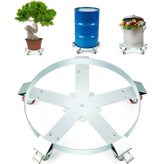 55 Gal Drum Dolly Heavy Duty Barrel Cart 1250lbs with Swivel Casters Steel