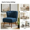 thumbnail image 5 of Modern Accent Dining Chair Wood Legs Upholstered Tufted Armless Vanity Slipper Side Chair Living Bedroom Home Kitchen Navy, 5 of 7