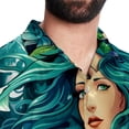 thumbnail image 5 of Mermaid Men's Short Sleeve Casual Printed Button Down Beach Shirt - Summer Hawaiian Top, 5 of 6