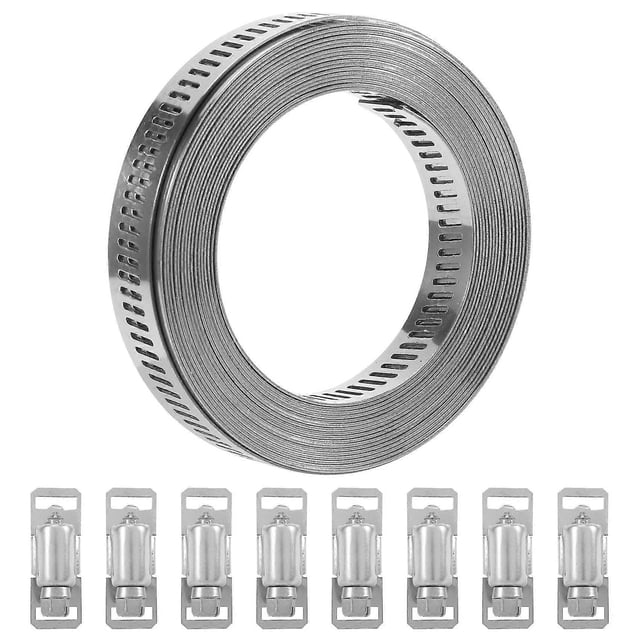 304 Stainless Steel Worm Clamp Hose Clamp Strap with Fasteners Adjustable DIY Pipe Hose Clamp Ducting Clamp 11.5 Feet