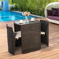thumbnail image 5 of Costway 3 PCS Cushioned Outdoor Wicker Patio Set Garden Lawn Sofa Furniture Seat Brown No Assembly, 5 of 12