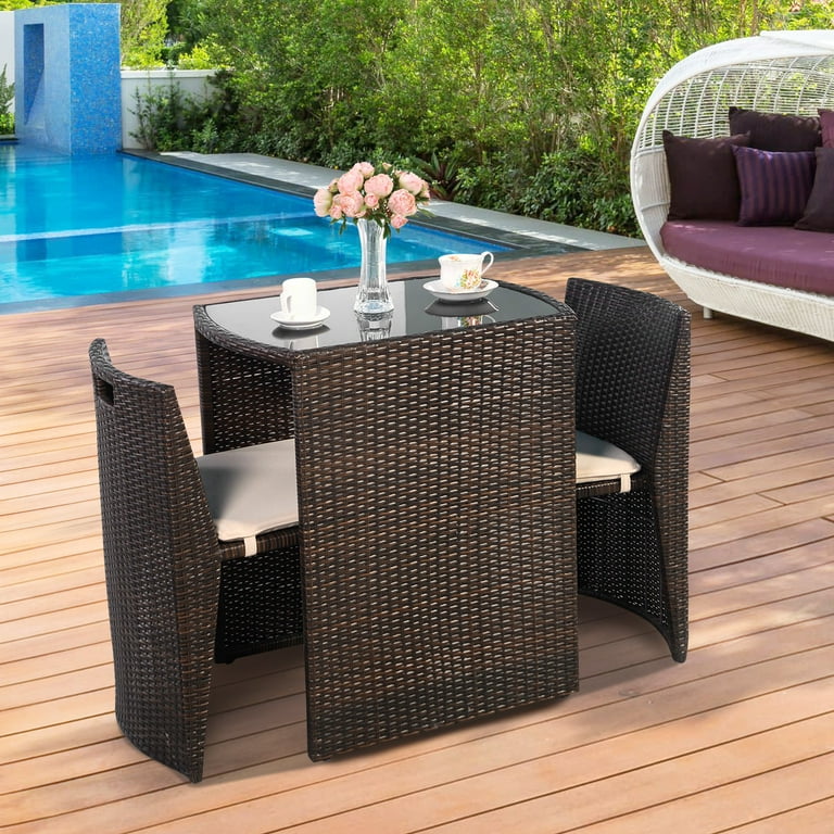 Costway 3 pcs cushioned outdoor wicker patio set garden lawn sofa seat deals