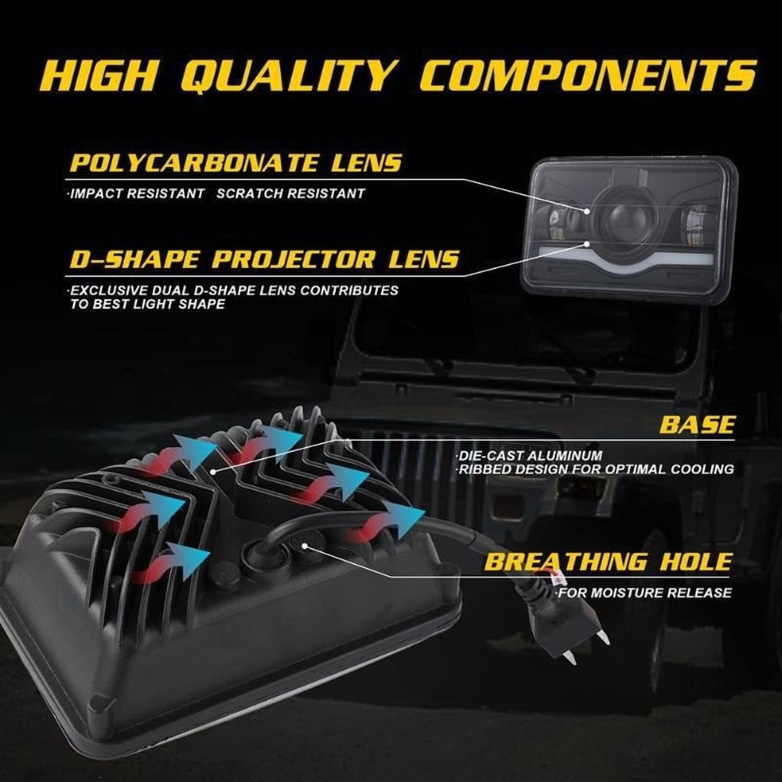 Applies to A Pair Led Headlight Magnifying Glass 4x6 Rectangular Angel Demon Eyes