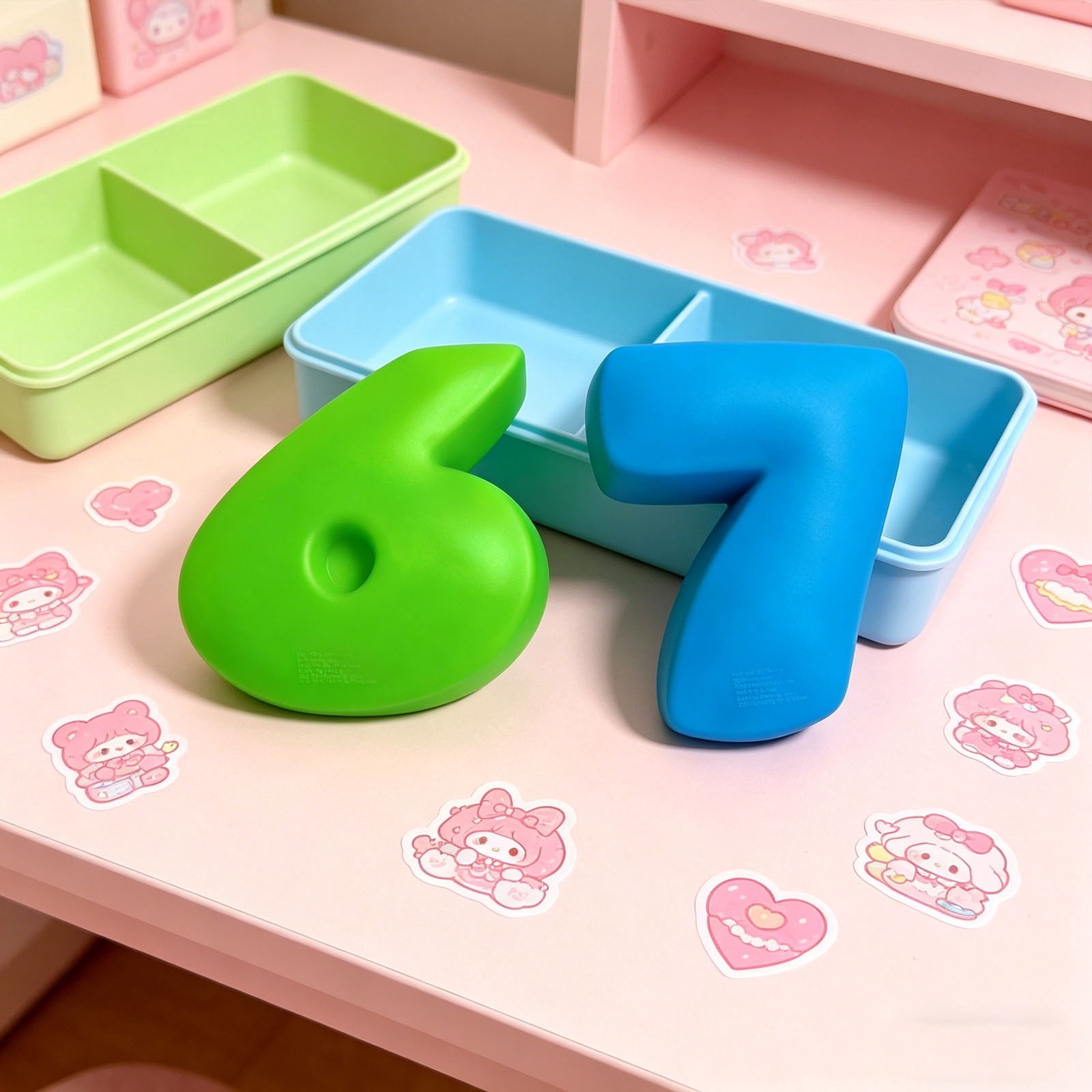 Giant 67 Squishy,5.91 inch 67 Jumbo 67 Squishies,Quite Soft Rubber Arabic numerals 6 & 7 Shape Stress Balls,Stress Relief Squeeze Stretchy 6-7 Squishy,Classroom Prize, Gifts for Adults