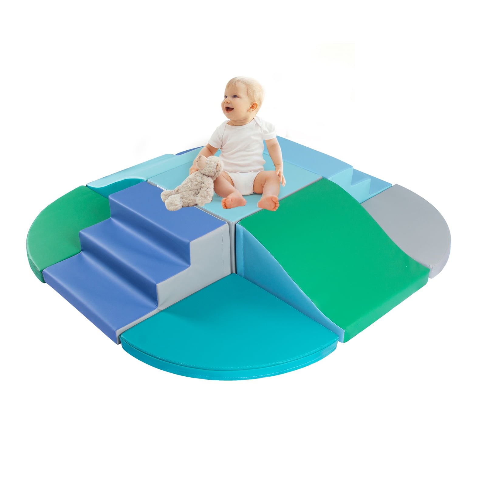 Zehnhase 9PCS Climb and Crawl Activity Play Set Soft Foam Block Xmas Gift Baby Toddler Climbing