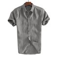 thumbnail image 1 of Men‘s Short-Sleeve Shirts Button Down Linen Shirt Summer Casual Tops, 1 of 3