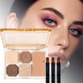 thumbnail image 3 of Sombra de ojos de cinco colores, perla, baja saturación, con pincel de maquillaje incluido, 3 of 8