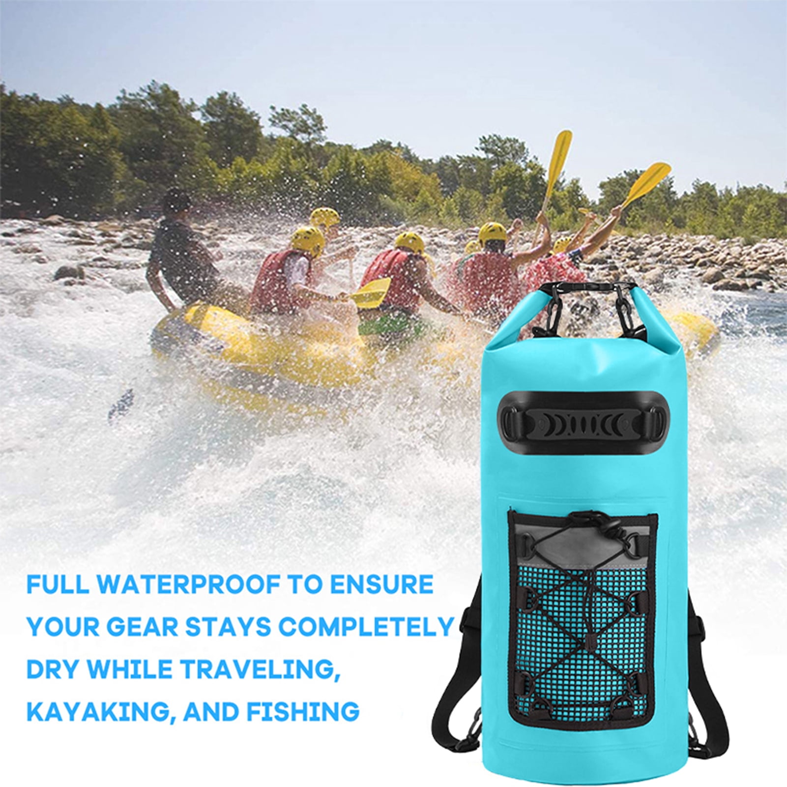 Nieyigj Water Resistant Dry Backpack 20 Liters PVC Drifting Bag for Outdoor Kayak Beach Trips, Dual Units 23.23 inches / 59 cm - Emerald Green