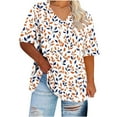 thumbnail image 4 of Plus Size 4X Women's Summer Short Sleeve Tops Under $10 Free Shipping Casual Loose Flower Print Blouses, 4 of 5