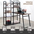 thumbnail image 3 of HomCom 5-Tier Versatile L-Shaped Computer Desk Writing Table with Display Shelves and Metal Frame, Space-Saving, for Study Room Black/Walnut, 3 of 9