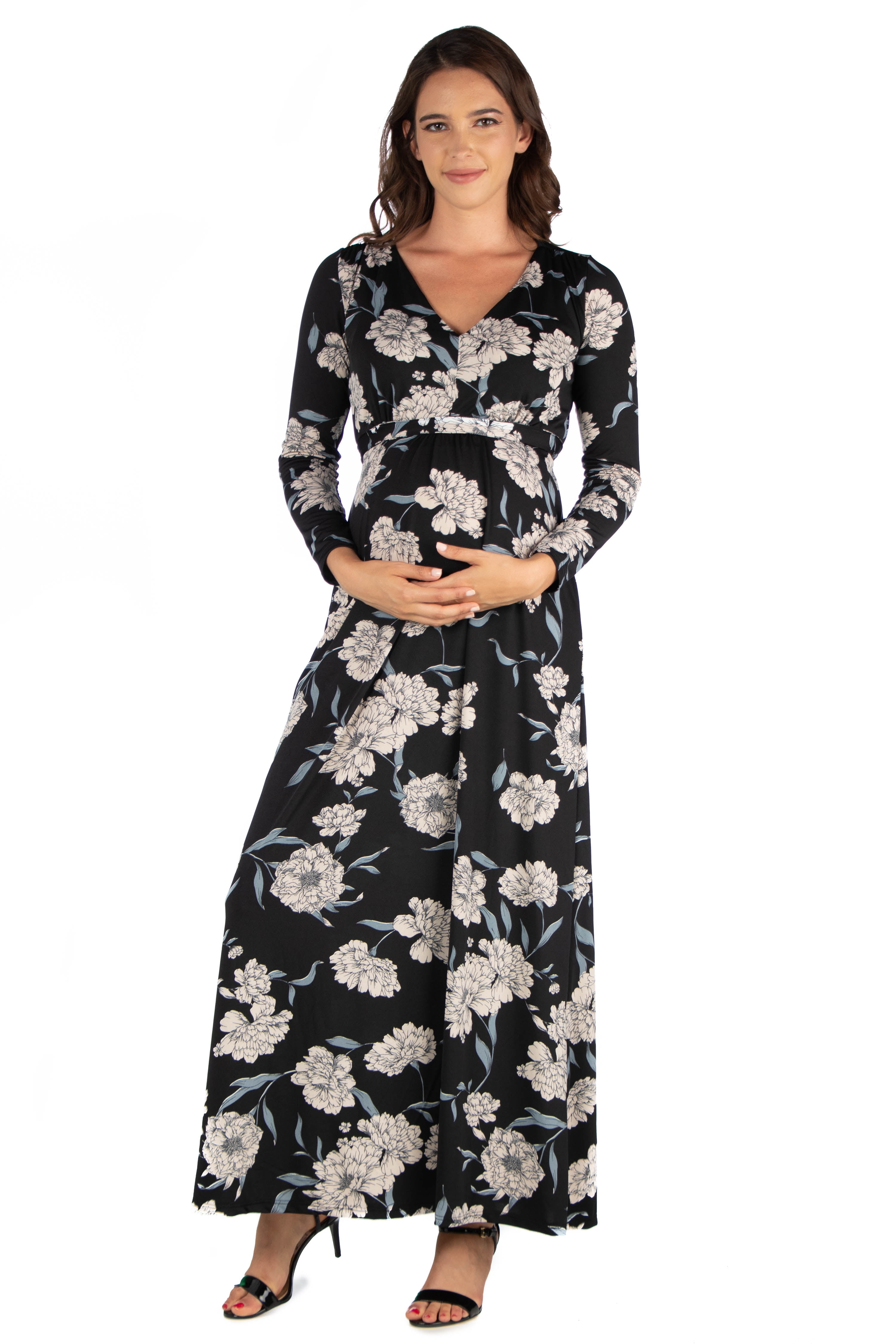 24/7 Comfort Apparel 24/7 Comfort Apparel Black Floral Long Sleeve