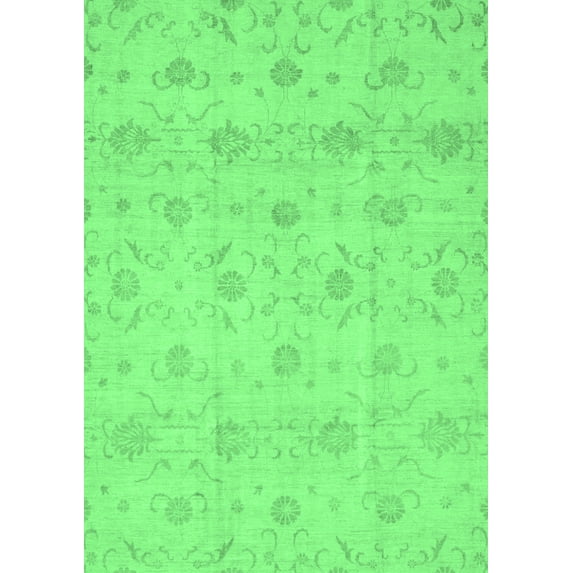 Ahgly Company Machine Washable Indoor Rectangle Oriental Emerald Green Traditional Area Rugs, 3' x 5'