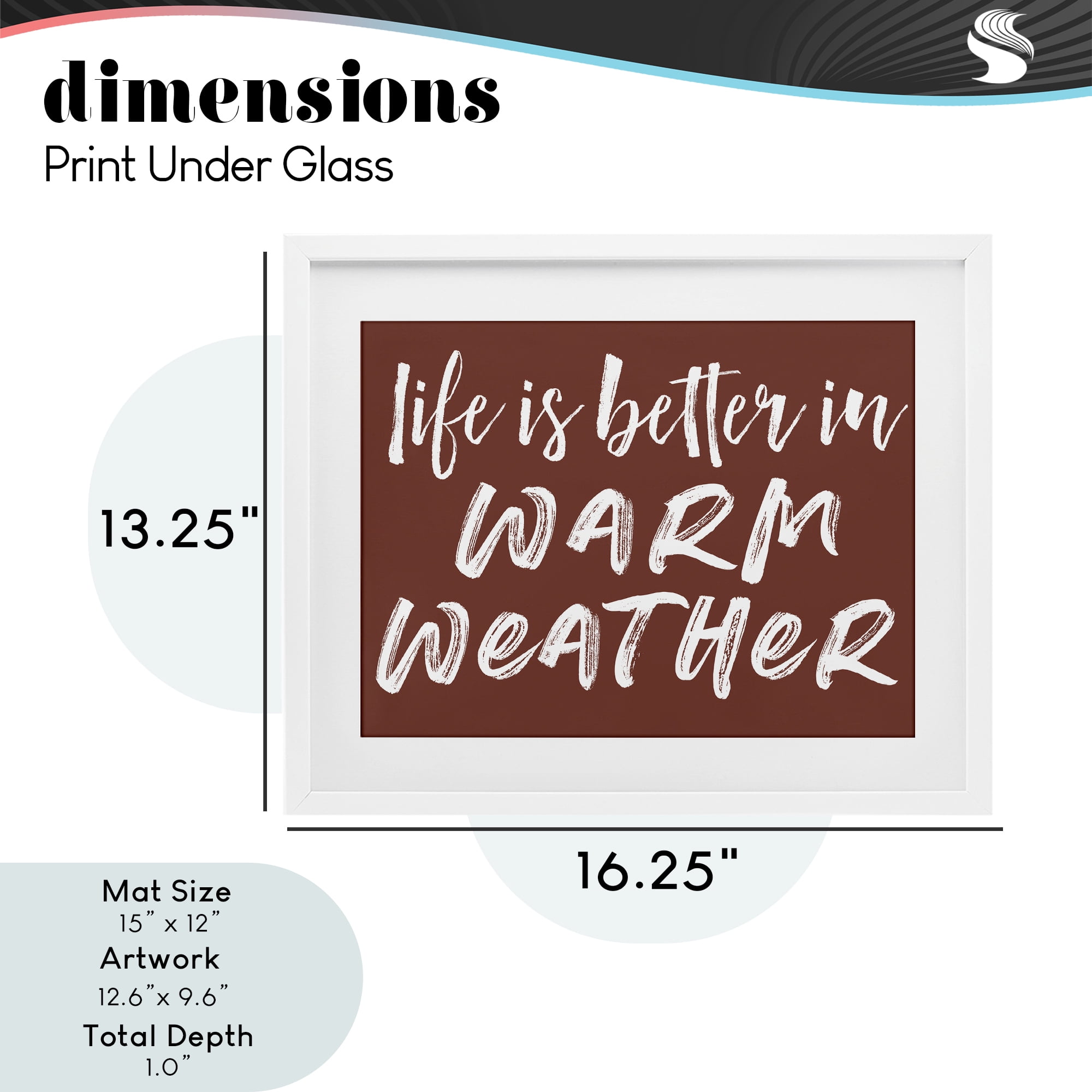 Life Is Better In Warm Weather White Framed Print Under Glass, design by Lettered and Lined