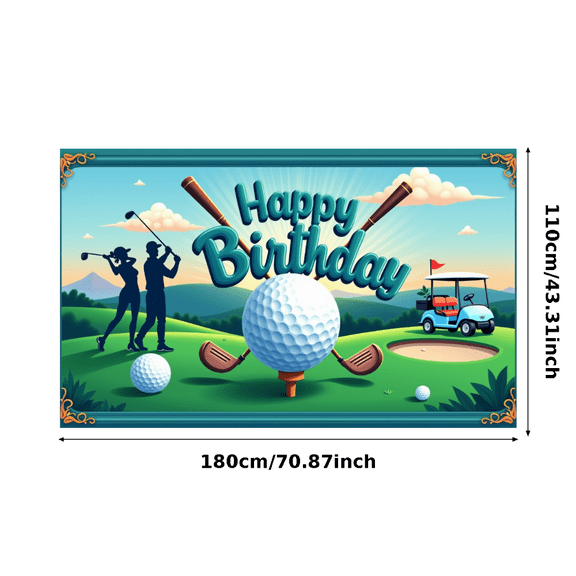 Golf Theme Birthday Banner Outdoor Sports Decorative Design for Birthday Party Event Celebration