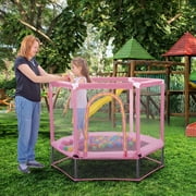Mini Trampoline for Kids with Safety Enclosure Net, 55 Toddler Trampoline with No-Gap Safe Design, Segmart Recreational Trampolines for Birthday Gifts, Rebounder Trampoline with Ocean Balls
