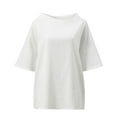 thumbnail image 2 of Birdeem T-Shirt à Manches Courtes pour Femmes, en Coton Vintage et Uni, Col Rond, Style Élégant, 2 of 6