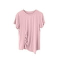 thumbnail image 1 of Birdeem Womens Round Neck Not Irregular Solid Color Short Sleeved Loose T-Shirt Short Sleeved Round Neck Top/Shirt, 1 of 12