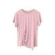 thumbnail image 2 of Fiudx Ofertas Relámpago Camiseta Holgada de Manga Corta de Color Sólido No Irregular con Cuello Redondo para Mujer Top/Camisa de Cuello Redondo de Manga Corta, 2 of 4