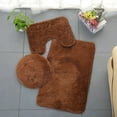 thumbnail image 2 of Dezsed bathroom rugs 3pc Bathroom Set Rug Mat Toilet Lid Cover Plain Solid Color Bathmats Brown, 2 of 3
