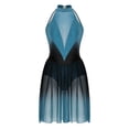 thumbnail image 3 of dPois Robe de Danse Lyrique Sans Manches à Strass Brillants pour Femmes, Dégradé de Couleur, Robe de Danse Moderne en Maille Bleu Vert G, 3 of 5