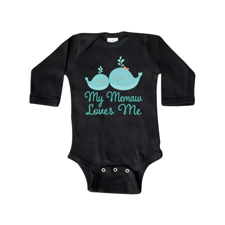 

Inktastic Memaw Loves Me Grandchild Whale Gift Baby Boy or Baby Girl Long Sleeve Bodysuit