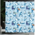 thumbnail image 4 of Ambesonne Cartoon Shower Curtain, Friendly Seal, 69"Wx84"L, Blue White Marigold, 4 of 5