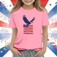 thumbnail image 2 of Afuyipoi Independence Day Kids T-Shirt July 5th Patriotic Graphic Tee Summer Shirt Print Youth Holiday Celebration Apparel Pink Size 9-10 Years, 2 of 6