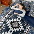 thumbnail image 4 of Manfei Bohemian Aztec Bedding Comforter Set 7-Piece for Adult, Navy Blue Tribal Geometric King Bedding Sets, Southwestern Reversible Bed Sheets, Lightweight Room Decor, 4 of 7