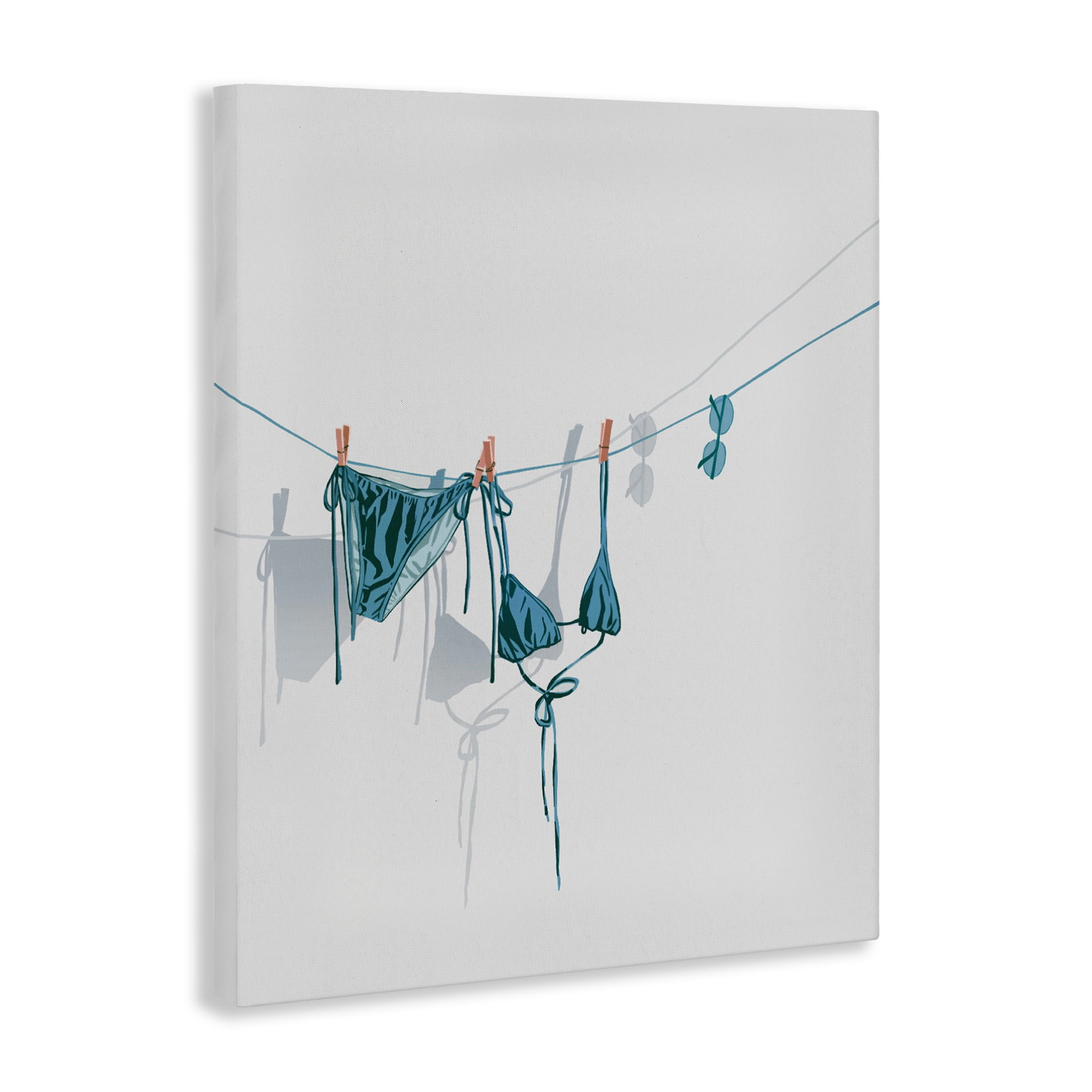 Stupell Industries Teal Bikini on Clothesline Canvas Wall Art, design by Ziwei Li