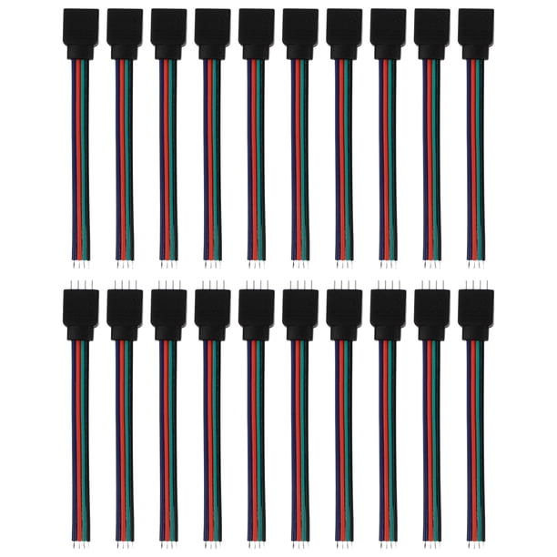 Cable conector de tira LED de 4 pines hembra y macho duradero de 40 piezas