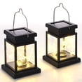 thumbnail image 2 of 2Pcs Outdoor LED Solar Lantern Light IP44 Waterproof Hanging Solar Lantern Solar Ambiance Lamp with Hook Portable Solar String Decorative Lights Auto On/Off for Courtyard Garden Pathway, 2 of 11