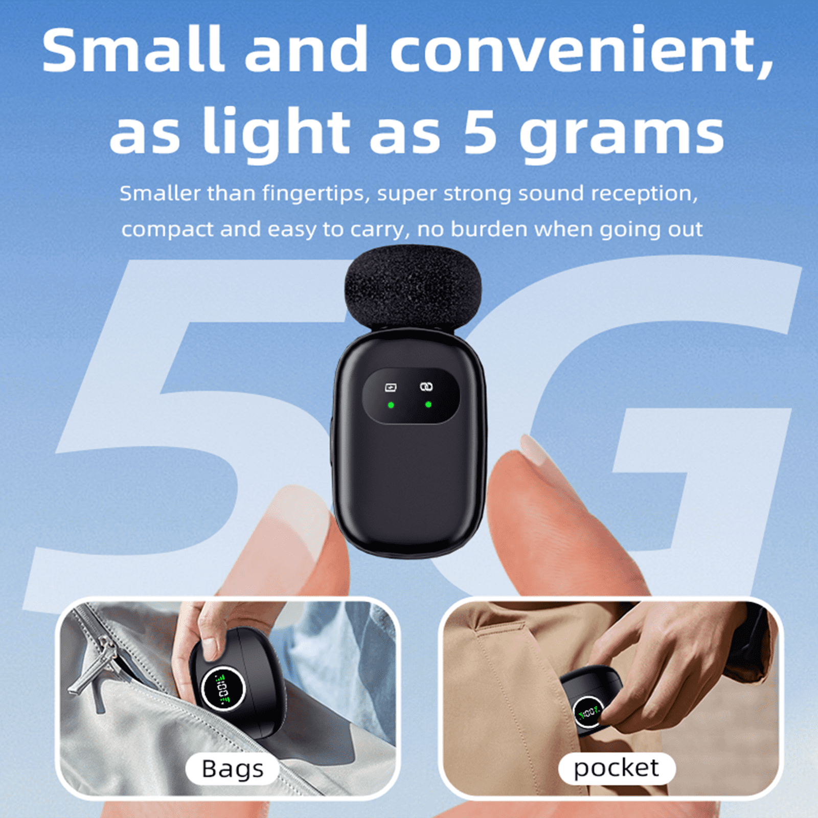 Wireless Lavalier Microphone for iPhone/Android, Lapel Mics with Type-C Plug-Play, Mini Mic with 2.4GHz Noise Cancellation, Charging Case Included, 80ft Range for Stream, Vlog, TikTok and YouTube