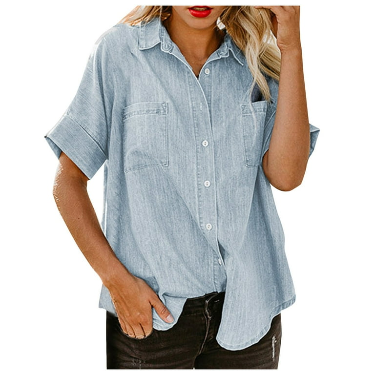 Denim shirt 2024 womens walmart