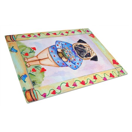 

Caroline s Treasures Pug Valentine s Hearts Glass Cutting Board Large