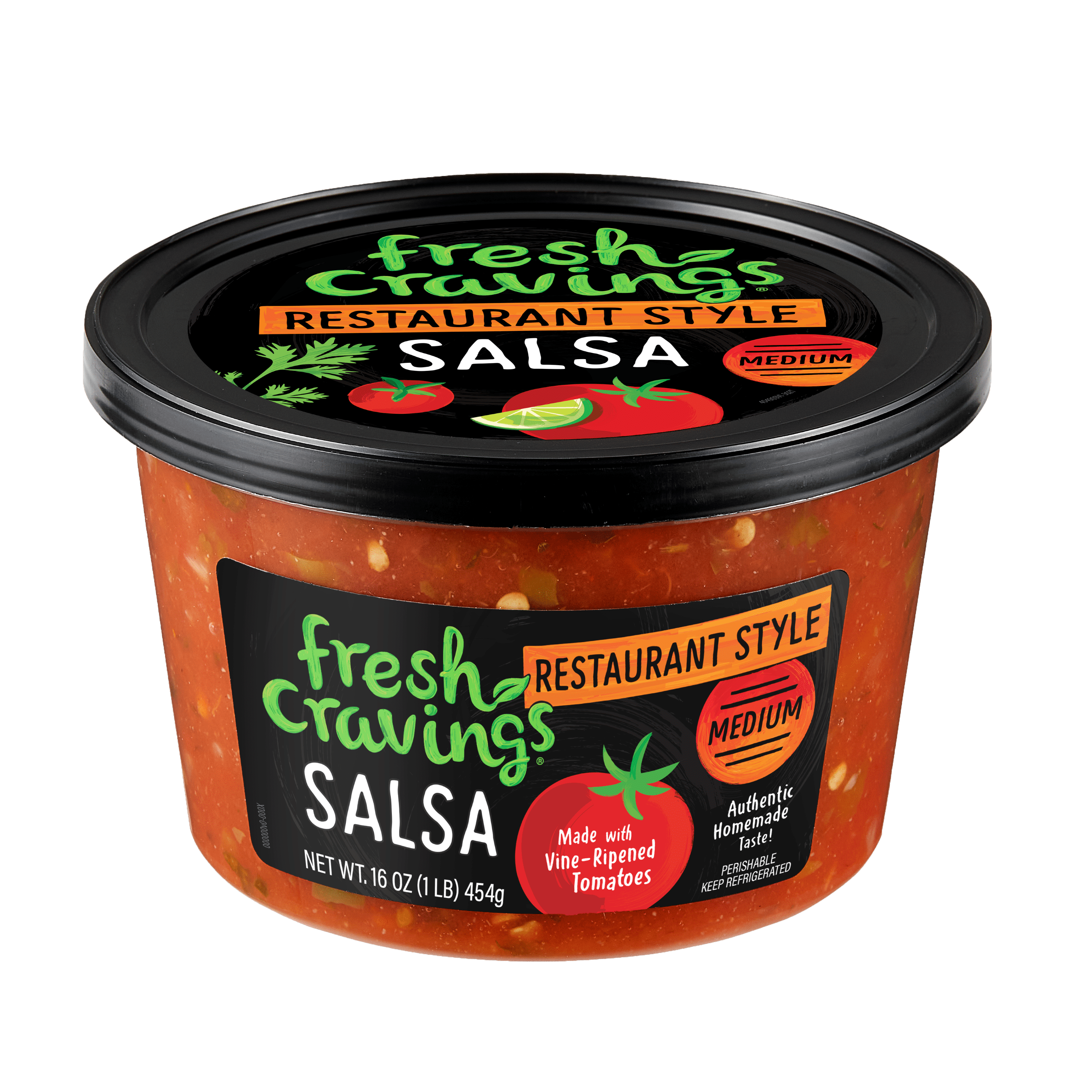 Fresh Cravings Restaurant Style Medium Salsa, 16 oz., Recyclable Plastic Tub, Refrigerated