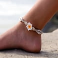 thumbnail image 2 of Tobillera bohemia tobillera de playa tejida a mano cerámica suave flor concha de mar tobillera, 2 of 6