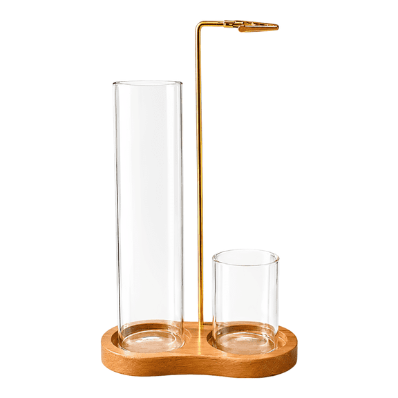 Incense Holder with Ash Catcher, Upside Down Incense Burner with Dual Glass Tubes, Figure-8 Solid Wood Base, Modern Decor for Meditation, Yoga Room, Home & Office