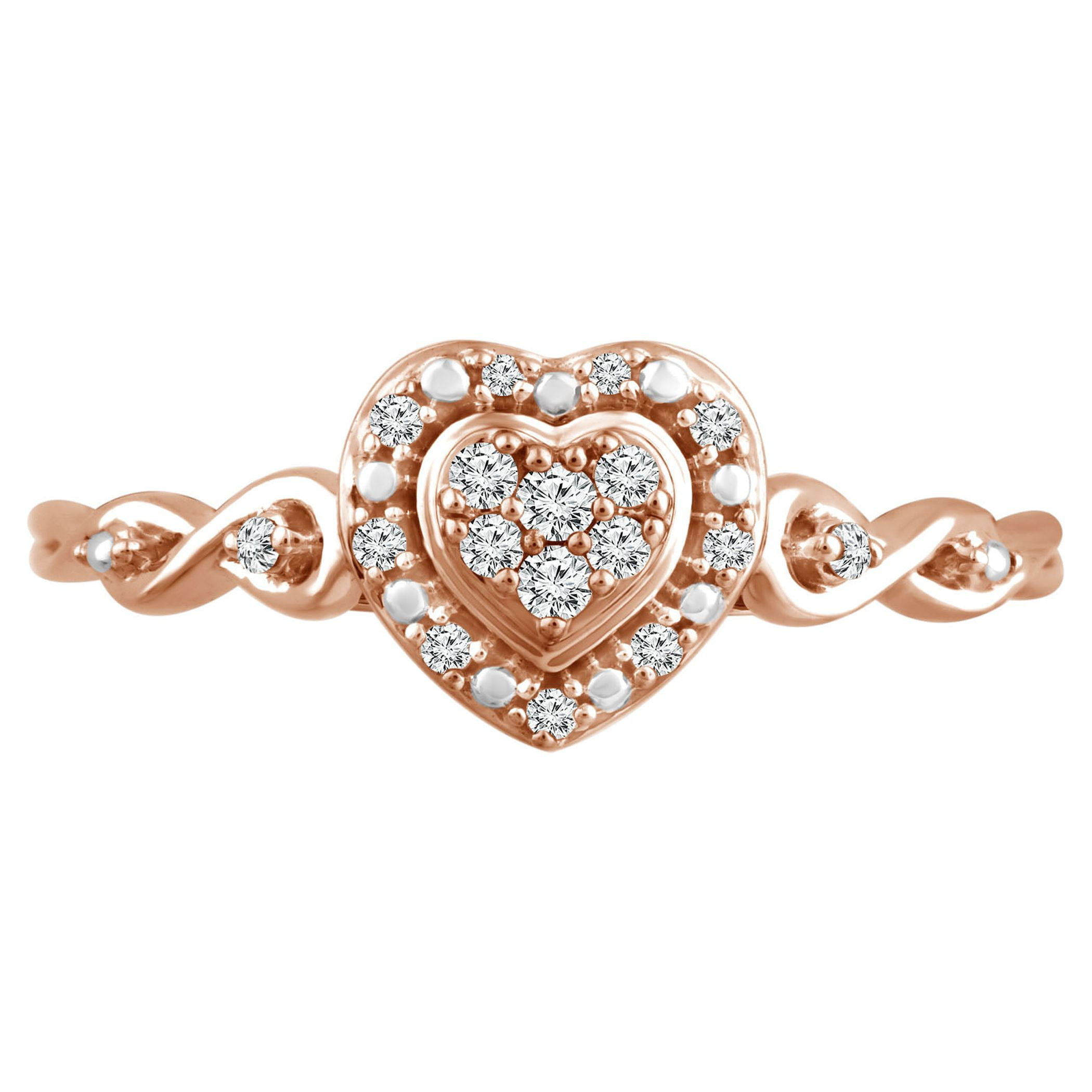 Color of Love Heart-Shaped Diamond Ring 1/10 ct. t.w in 10K Rose Gold