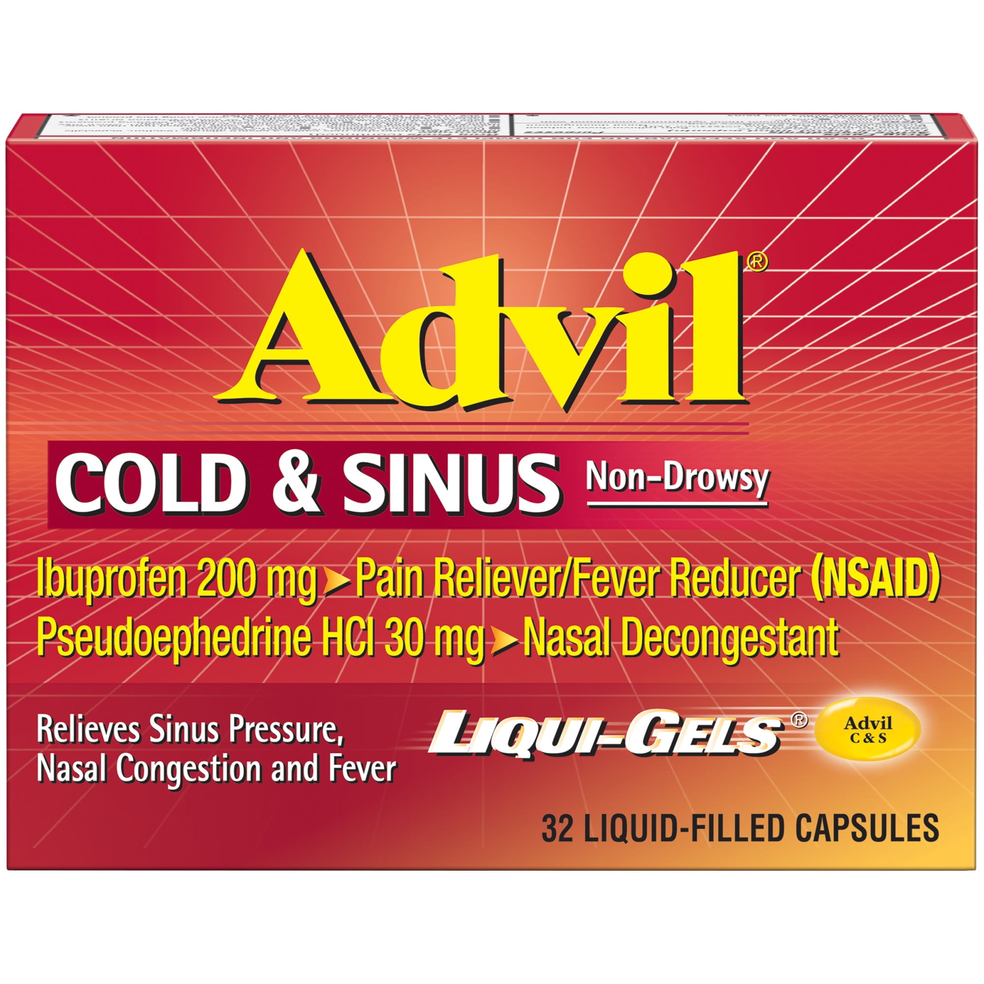 Advil Cold & Sinus Non-Drowsy Pain Reliever/Fever Reducer ...