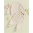 thumbnail image 4 of Bagilaanoe 2PCS Toddler Baby Girl Pants Set Letter Embroidery Long Sleeve Sweatshirt Tops + Sweatpants 6M 12M 18M 24M 3T Kids Casual Sweatsuits, 4 of 8