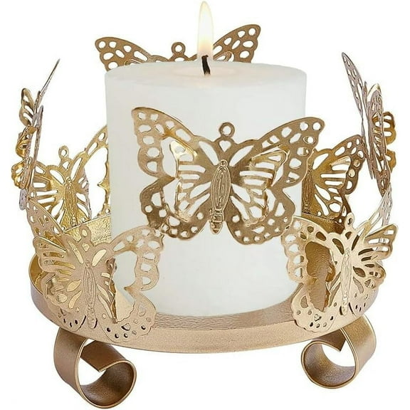 1PC Iron Butterfly Candle Holder 3.9x3.9x3.46inch Decorative Candlestick Holder Art Tealight Candle Holder Golden Cup Candlestick for Home Table Christmas Party Decoration DIY