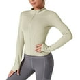 thumbnail image 5 of Crunowin Women's Long Sleeve Work Out Yoga Shirts Full Zip Casual Sun Protection Jacket with Thumb Holes Green Size M, 5 of 5