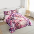 thumbnail image 3 of Homewish Cherry Blossom Full Size Comforter Sets,Cute Pet Cat Bedding Comforter Set,Pink Sakura Bedding Sets For Girl,Luxury Bedroom Decor Reversible,3pcs, 3 of 8