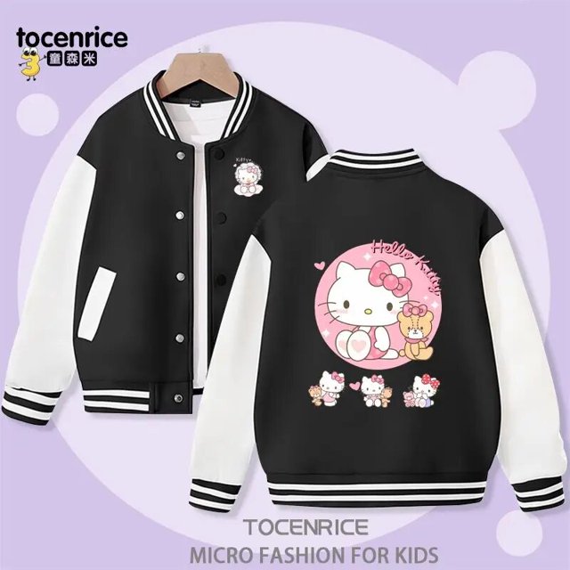 Cute Sanrio Cinnamoroll Jacket Hello Kitty My Melody Kuromi Overcoat Spring Autumn Kids Loose Sports Baseball Uniform Clothes