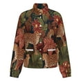 thumbnail image 5 of Jackets for Women Winter Coat Jackets Flannel Stand Collar Jacket(Leopards Jungle Lush Vibrant Pattern,Size:S-4XL), 5 of 7
