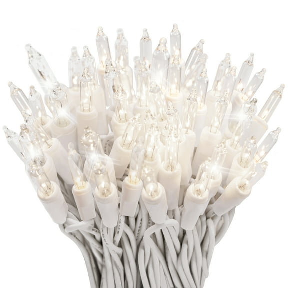 612 Vermont 100 Clear Twinkle Lights on White Wire, Indoor/Outdoor Use, Lighted Length of 20.6’, Total Length of 21.8’