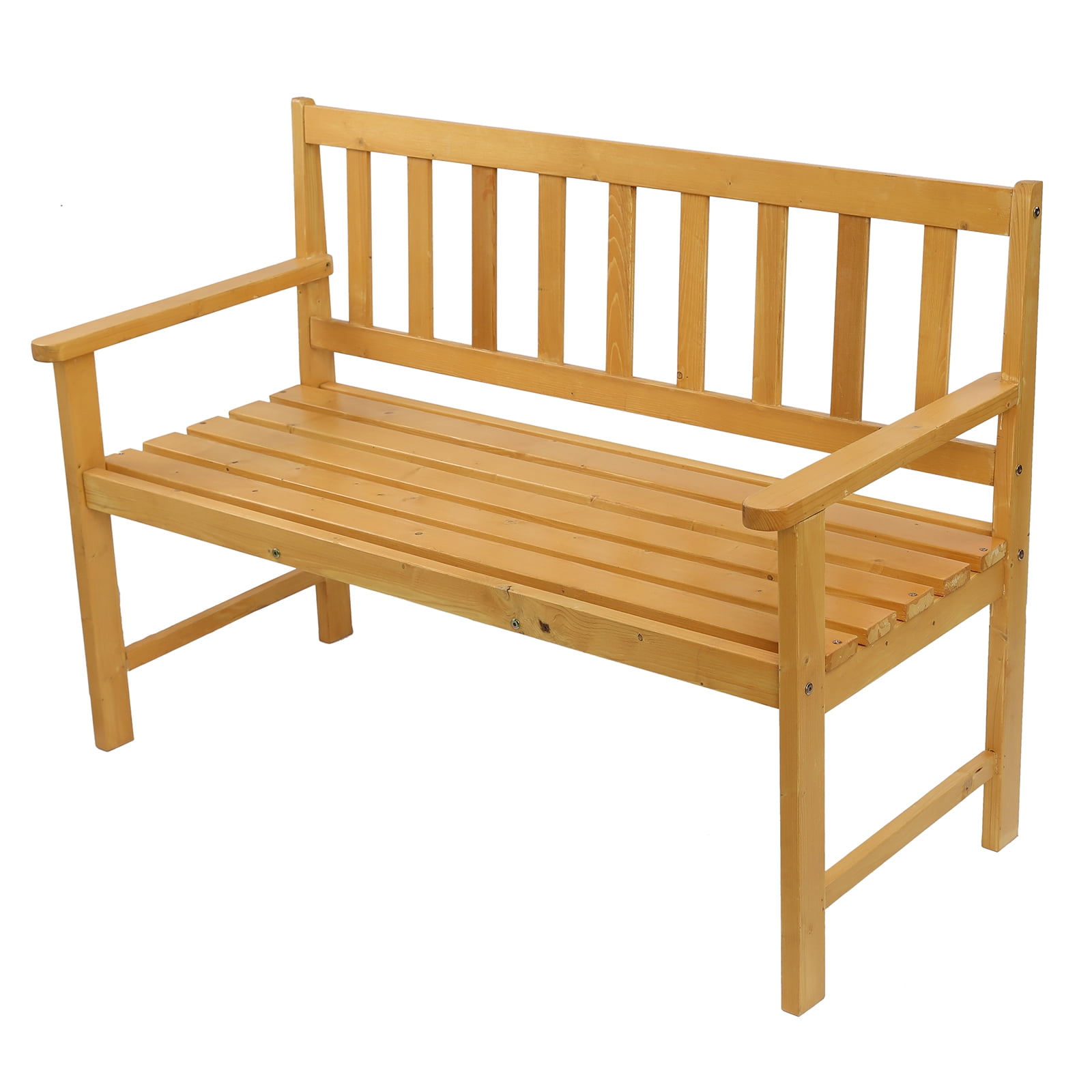 Wooden Garden Bench, Outdoor Patio Seat with Slatted Design for Deck