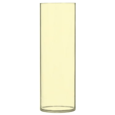 Clear Flower Vase Centerpieces Plastic Cylindrical Vases Home Wedding Decor 4"x12" Pale Yellow