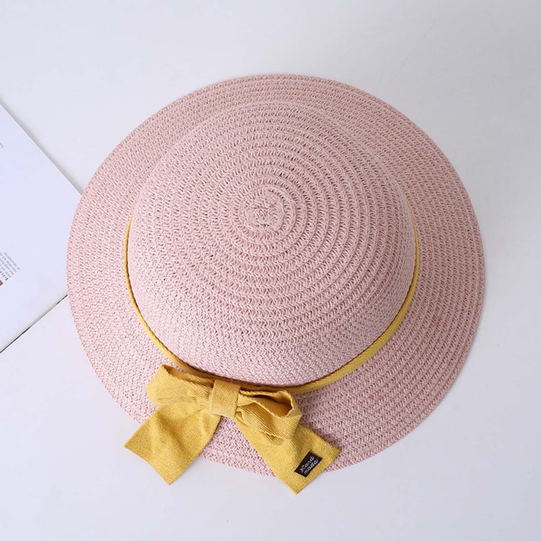 HAiming Summer Beach Sun Straw Hats for Women Wide Brim  display picture 3